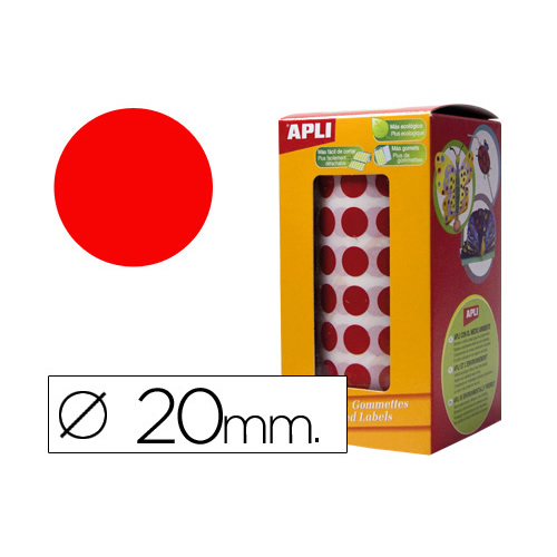 Etiquetas Apli Circulares 20mm Vermelho - 1 Rolo
