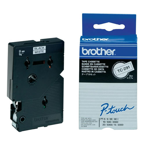 Fita Grav. Orig. Brother 9mmx7,7mts Branco/Preto