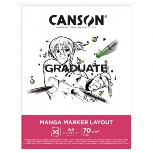 Bloco Canson Graduate Manga Marker A4 70gr 50f