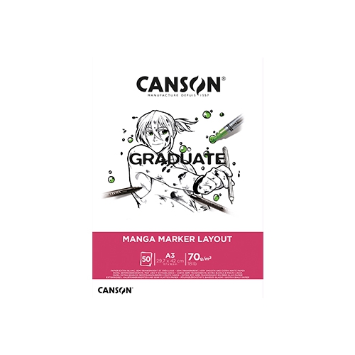 Bloco Canson Graduate Manga Marker A3 70gr 50f
