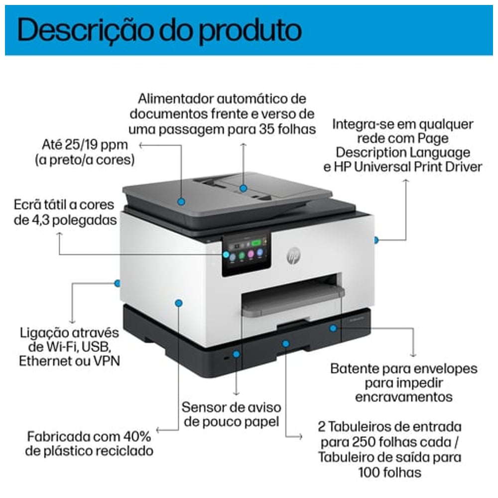 Multifunções HP OfficeJet Pro 9130b WiFi