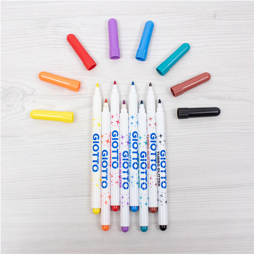 Marcador Feltro Giotto Turbo Glitter 8 Cores