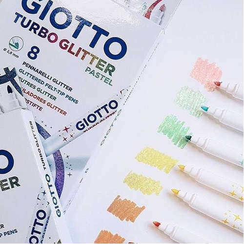 Marcador Feltro Giotto Turbo Glitter Pastel 8 Cores