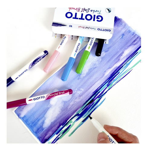 Marcador Feltro Aguarelável Giotto Turbo Soft Brush 10 Cores