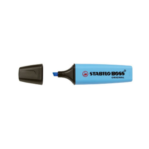Marcador Stabilo Boss Fluorescente Azul Cx 10