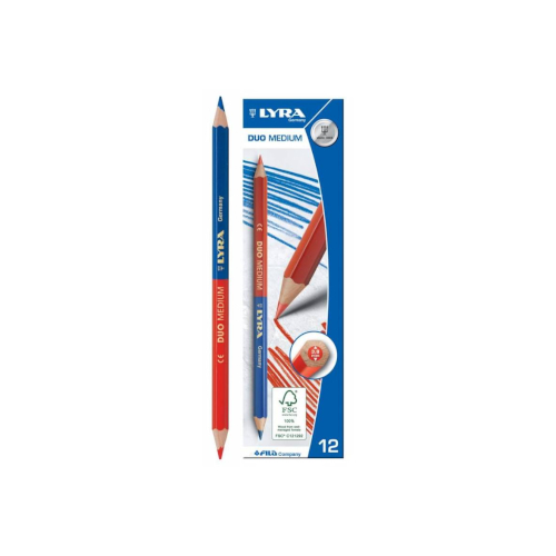 Lápis Bicolor Azul/ Vermelho Lyra Duo Médio - Cx12