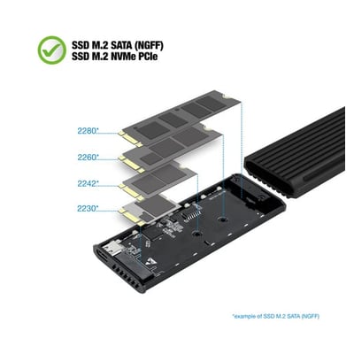 Caixa para Disco Externo TooQ SSD M.2 - USB-C