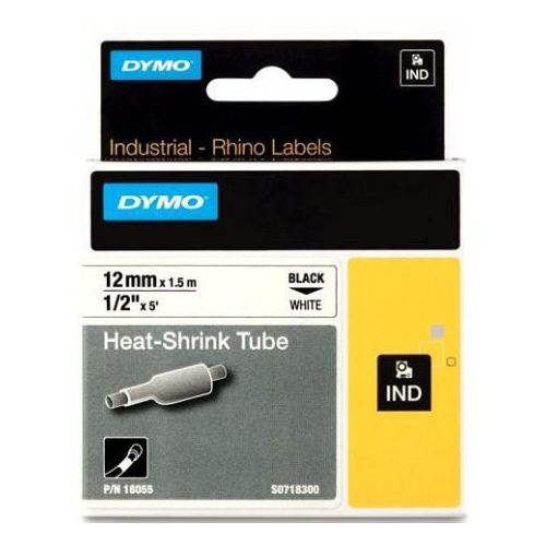 Fita Dymo Termo retrátil Preto/Branco 12mm x 1.5m