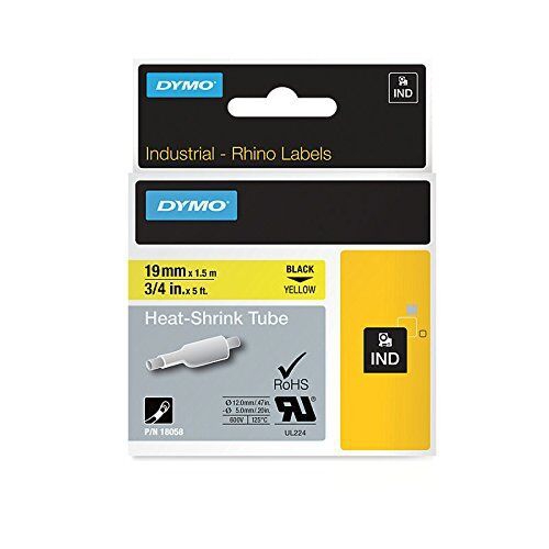 Fita Dymo Termo retrátil Preto/Amar. 19mm x 1.5m