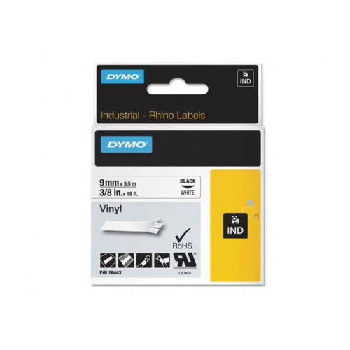 Fita Dymo Vinil Preto/Branco 9mm x 5.5m