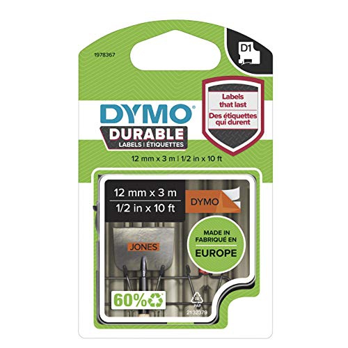 Fita Dymo D1 Preto / Laranja 12mm x 3m