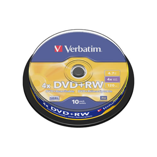 DVD+RW Verbatim 4.7GB 4X Cake Box Pack 10