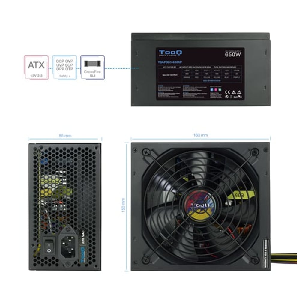 Fonte de Alimentação TooQ APOLO-650SP 650W 20+4 pin ATX
