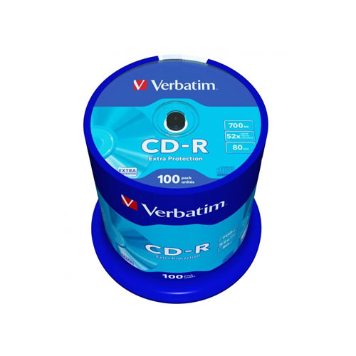 CD-R Verbatim 700Mb 52x 80min Cakebox - Pack 100