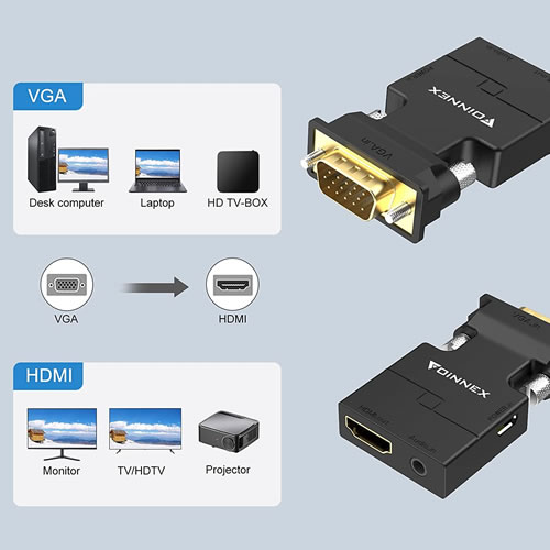 Adaptador VGA para HDMI com áudio 1080p @ 60Hz