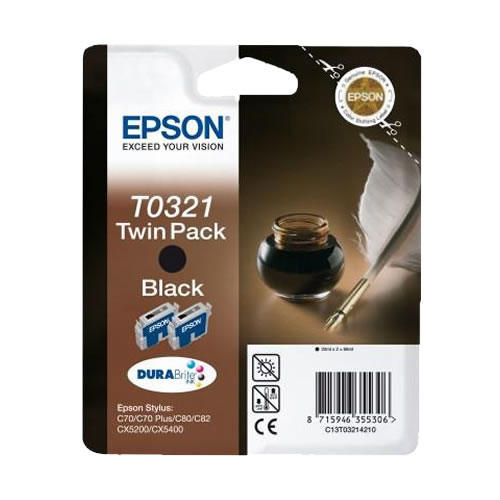 Tinteiro Original Epson T0321 Preto Pack 2