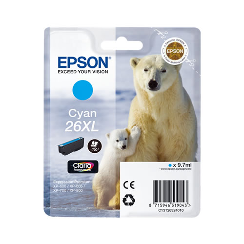 Tinteiro Original Epson T2632 Ciano XL