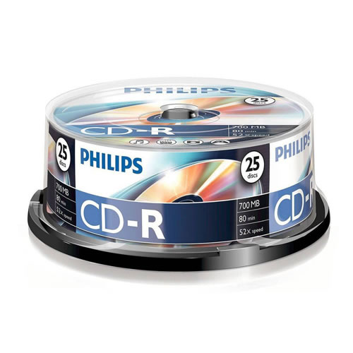 CD-R Philips Printable 700Mb 52x 80min Spindle 25u