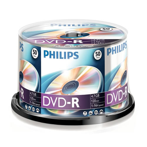 DVD-R Philips 4.7GB 16x Cakebox Pack 50