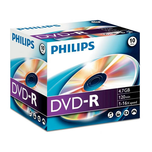 DVD-R Philips 4.7GB 16X Jewell Case Pack 10
