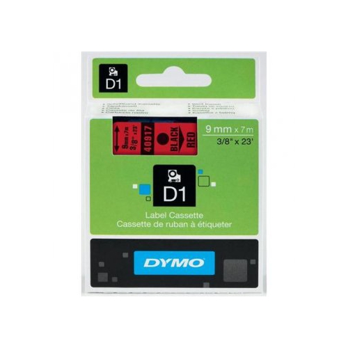 Fita Dymo D1 40917 9mmx7m Preto/Vermelho