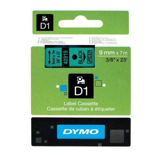 Fita Dymo D1 40919 9mmx7m Preto/Verde