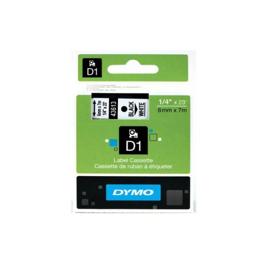 Fita Dymo D1 43613 6mmx7m Preto/Branco