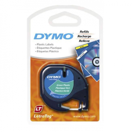 Fita Dymo 91204 12mmx4m Preto/Verde