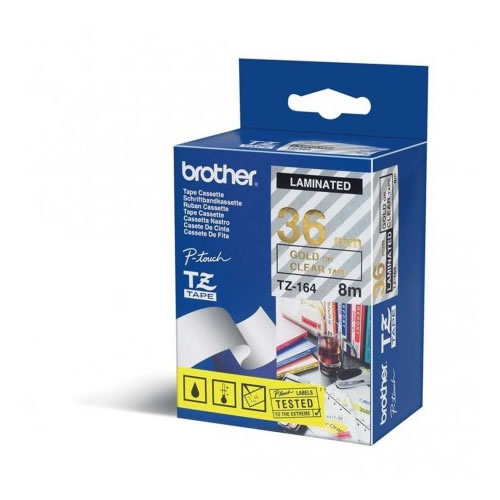 Fita Grav. Orig. Brother 36mmx8mts Transp./Dourado
