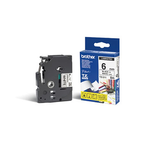 Fita Grav. Orig. Brother 6mmx8mts Branco/Preto