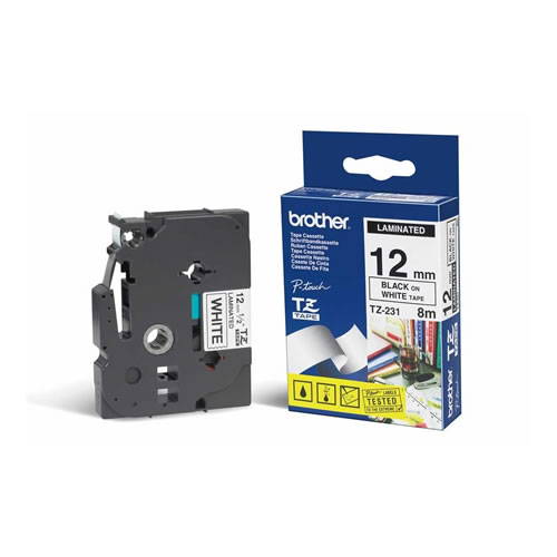 Fita Grav. Orig. Brother 12mmx8mts Branco/Preto