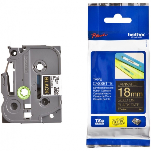 Fita Original Brother TZe344 Amarelo/Preto 18mm