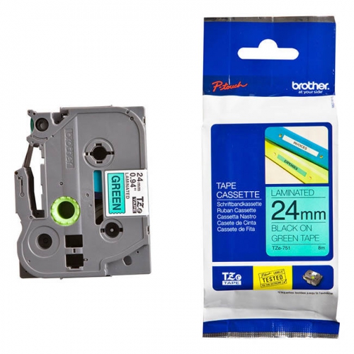 Fita Original Brother TZe751 Preto/Verde 24mm