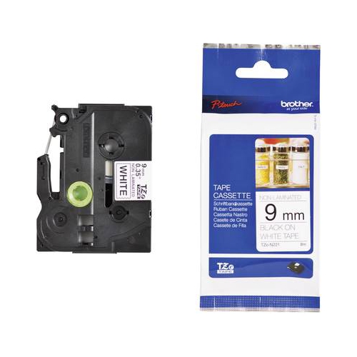 Fita Original Brother TZeN221 Branco/Preto 9mm