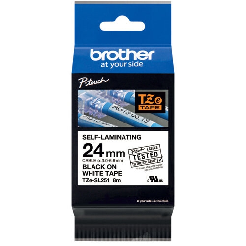 Fita Original Brother TZeSL251 Branco/Preto 24mm