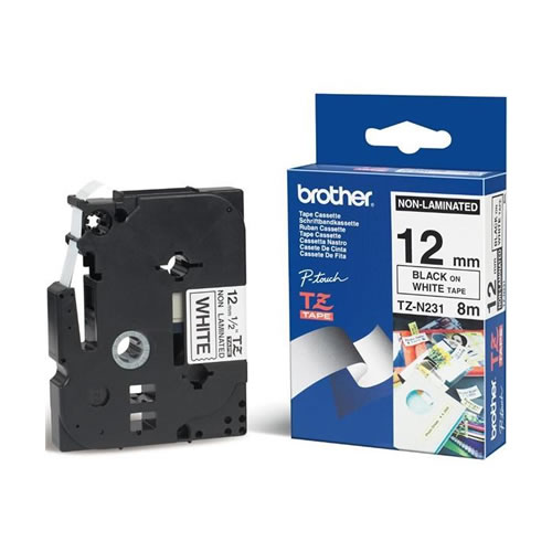 Fita Grav. Orig. Brother 12mmx8mts Branco/Preto