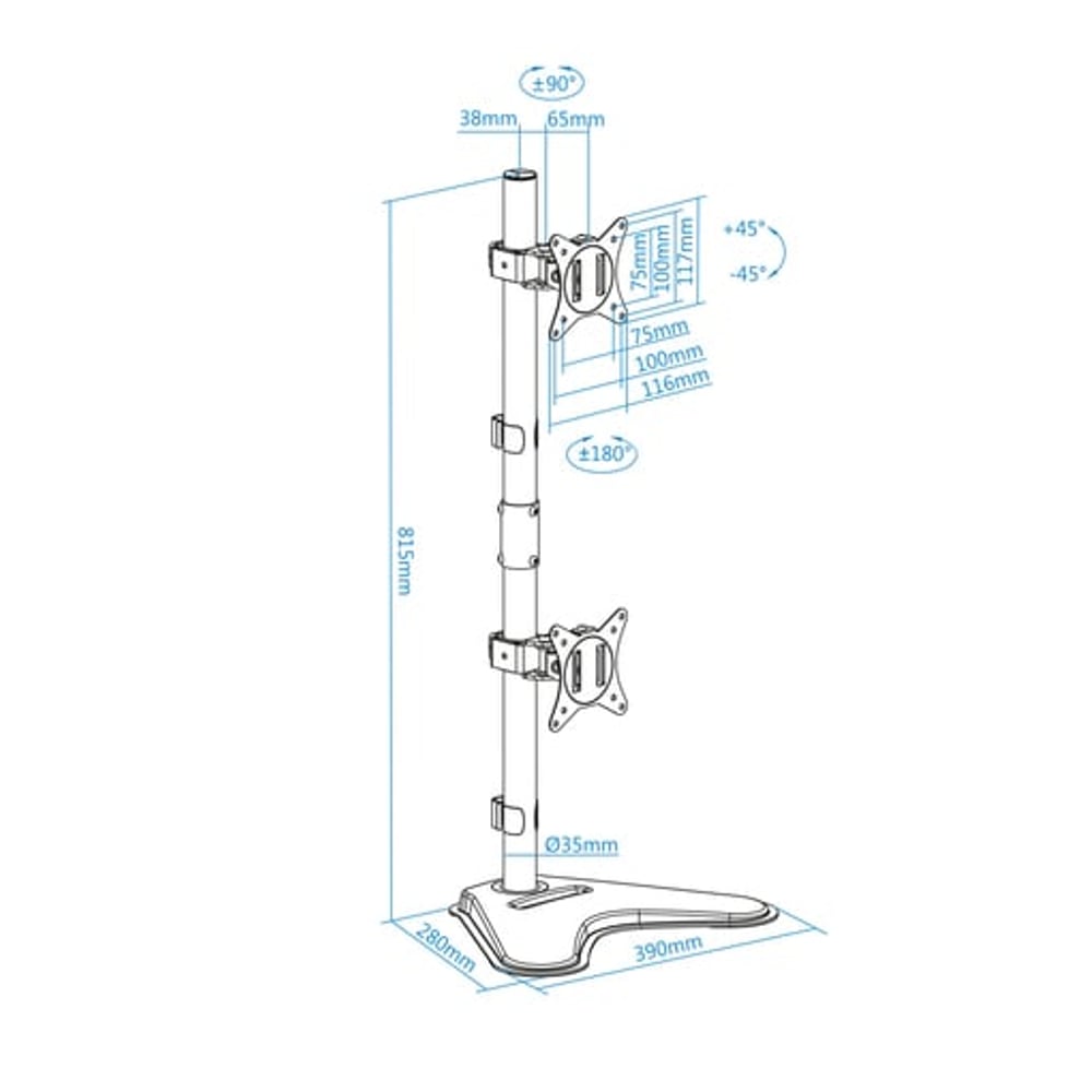 Suporte para Monitores TooQ DB1703TNV-B (2 monitores)
