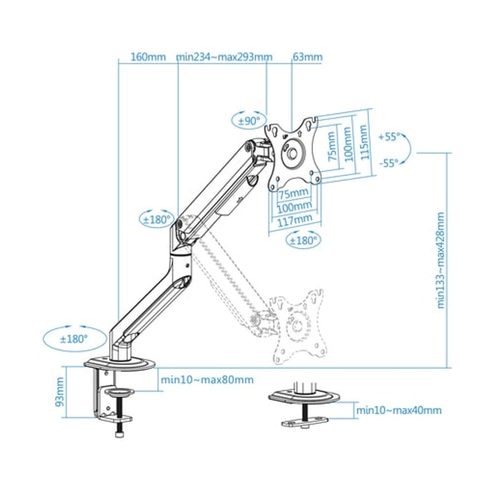 Suporte para monitor TooQ DB4032TNR-G 32"