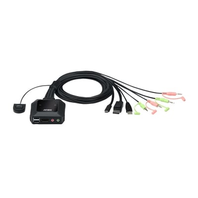 Switch ATEN KVM de cabo híbrido DisplayPort USB-C de 2 portas